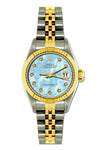 Rolex Datejust 26mm Yellow Gold and Stainless Steel Bracelet Pattens Blue Dial