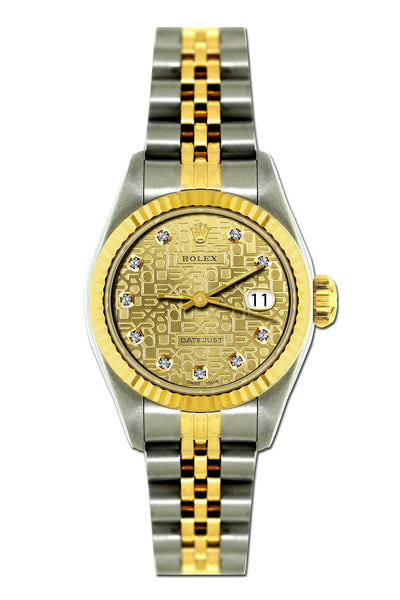 Rolex Datejust 26mm Yellow Gold and Stainless Steel Bracelet Champagne Rolex Dial