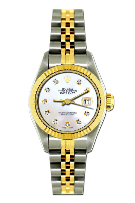 Rolex Datejust 26mm Yellow Gold and Stainless Steel Bracelet Seashell Dial