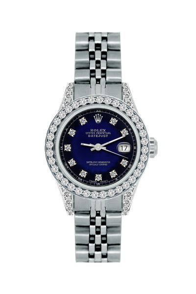 Rolex Datejust Diamond Watch, 26mm, Stainless SteelBracelet Midnight Blue and Black Dial w/ Diamond Bezel and Lugs