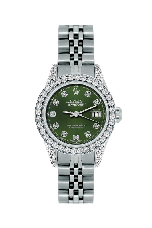 Rolex Datejust Diamond Watch, 26mm, Stainless SteelBracelet Black Forest Dial w/ Diamond Bezel and Lugs