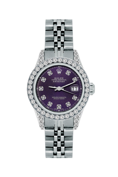 Rolex Datejust Diamond Watch, 26mm, Stainless SteelBracelet Black Rock Dial w/ Diamond Bezel and Lugs