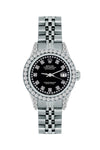 Rolex Datejust Diamond Watch, 26mm, Stainless SteelBracelet Black Dial w/ Diamond Bezel and Lugs