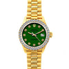 18k Yellow Gold Rolex Datejust Diamond Watch, 26mm, President Bracelet Myrtle Dial w/ Diamond Bezel