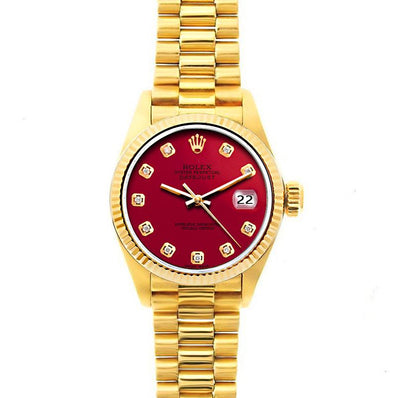 Rolex Datejust 26mm 18k Yellow Gold President Bracelet Cardinal Dial