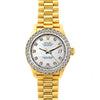 18k Yellow Gold Rolex Datejust Diamond Watch, 26mm, President Bracelet Old Lace Dial w/ Diamond Bezel