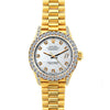 18k Yellow Gold Rolex Datejust Diamond Watch, 26mm, President Bracelet Old Lace w/ Diamond Bezel and Lugs