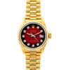 Rolex Datejust 26mm 18k Yellow Gold President Bracelet Red and Black Dial