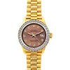 18k Yellow Gold Rolex Datejust Diamond Watch, 26mm, President Bracelet Earthern Dial w/ Diamond Bezel