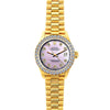 18k Yellow Gold Rolex Datejust Diamond Watch, 26mm, President Bracelet Lavender Dial w/ Diamond Bezel