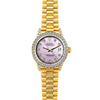 18k Yellow Gold Rolex Datejust Diamond Watch, 26mm, President Bracelet Lavender Dial w/ Diamond Bezel and Lugs