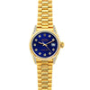 18k Yellow Gold Rolex Datejust Diamond Watch, 26mm, President Bracelet Ultramarine Dial w/ Diamond Lugs