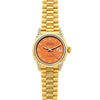 18k Yellow Gold Rolex Datejust Diamond Watch, 26mm, President Bracelet Orange Dial w/ Diamond Lugs