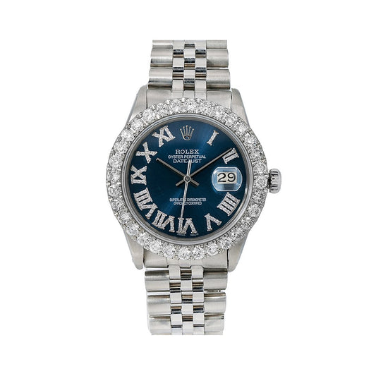 Rolex Datejust Diamond Watch, 31mm, Blue Diamond Dial With 3.25 Ct Diamonds