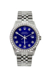 Rolex Datejust Diamond Watch, 36mm, Stainless Steel Blue Dial w/ Diamond Bezel