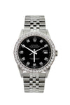 Rolex Datejust Diamond Watch, 36mm, Stainless Steel Black Dial w/ Diamond Bezel