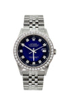 Rolex Datejust Diamond Watch, 36mm, Stainless Steel Black and Blue Dial w/ Diamond Bezel