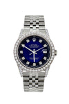 Rolex Datejust Diamond Watch, 36mm, Stainless Steel Blue and Black Dial w/ Diamond Bezel and Lugs