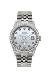 Rolex Datejust Diamond Watch, 36mm, Stainless Steel Pearl Blue Dial w/ Diamond Bezel and Lugs