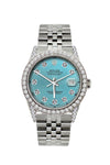 Rolex Datejust Diamond Watch, 36mm, Stainless Steel Cyan Dial w/ Diamond Bezel and Lugs