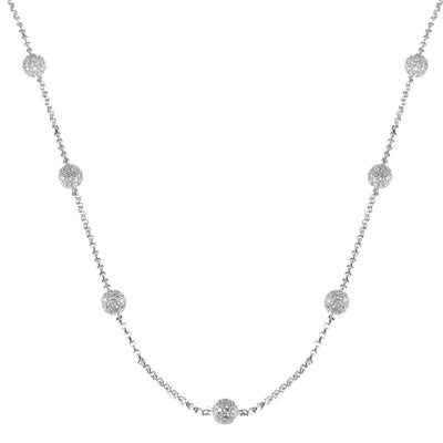 14K White Gold Diamond Ball Chain 5.90CT