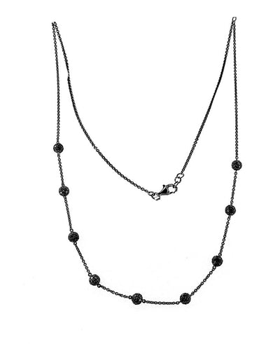 PVD Black Diamond Necklace With 4CT Of AAA Quality Black Diamonds