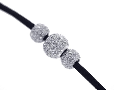 10K White Gold Three Diamond Ball Necklace With Round Cut Diamonds 2.00CT