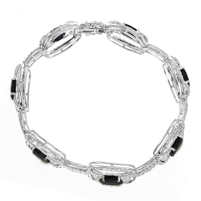 18K White Gold Diamond and Sapphire Fancy Bangle With Round Cut Diamonds 6.02CT Sapphire weight is 16.89CT