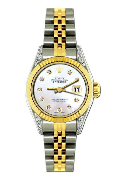 Rolex Datejust Diamond Watch, 26mm, Yellow Gold and Stainless Steel Bracelet Alice Blue Dial w/ Diamond Lugs