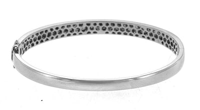 14K White Gold Three Row Diamond Bangle With Round Cut Diamonds 3.00CT