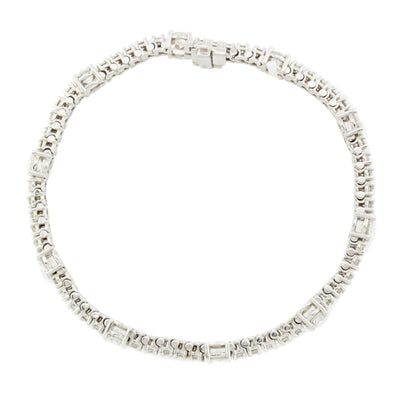 14K White Gold Diamond Tennis Braclet With 5.97CT Of Round Diamonds