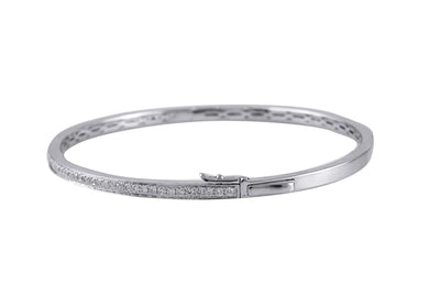 18K White Gold Bangle with 0.64CT Of Round Cut Diamonds