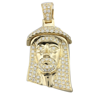 Small Jesus Head with Round Cut Diamonds