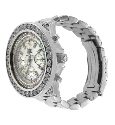 Stainless Steel Breitling Bentley Motors Diamond Watch