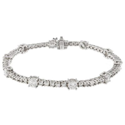 14K White Gold Diamond Tennis Braclet With 5.97CT Of Round Diamonds