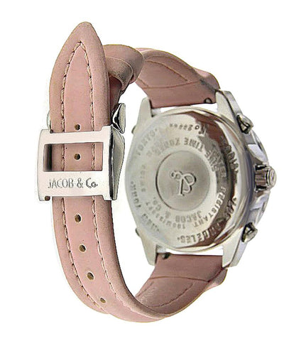 Pink Jacob & Co 5 Time Zones Watch with Original Factory Diamonds