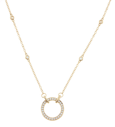 18K Yellow Gold Diamond by the Yard Chain with Diamond Circle of Life 0.38CT