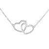 18K White Gold Double Heart Diamond Pendant with Chain 0.65CT