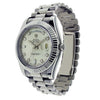 18K White Gold Rolex Diamond Watch, Day Date II 218239 41mm, Silver with Diamond Dial