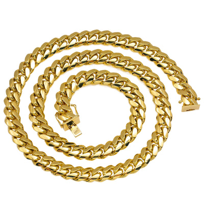 Men's Solid Miami Cuban Link Chain 10K Yellow Gold