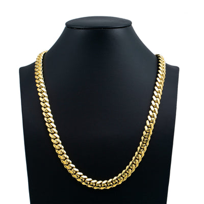 Men's Solid Miami Cuban Link Chain 10K Yellow Gold