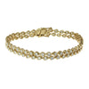 18K Yellow Gold 2 Row Bracelet With Round Cut Diamonds And 4.42CT