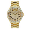 18K Yellow Gold Rolex Diamond Watch, Day Date President 36mm, Diamond with Roman Numerals dial W/ 12CT Diamond Bezel & Lugs