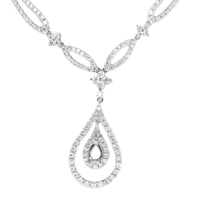 18K White Gold Diamond Chain with Tear Drop Pendant 1.66CT