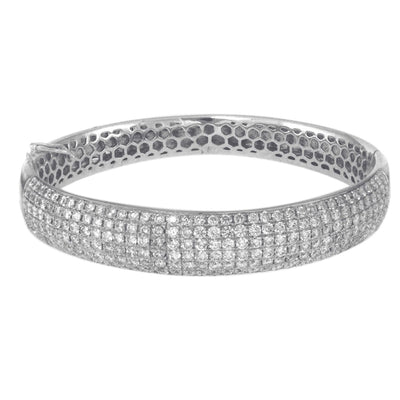 14K White Gold Diamond Bangle With 6 Rows Of 4.04 CT