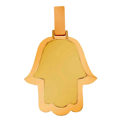 Yellow Gold 3D Hamsa Pendant with Diamonds