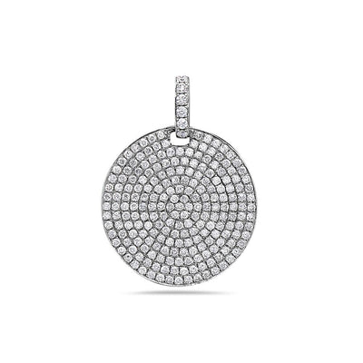 14K White Gold Disk Women's Pendant with 1.57CT Diamonds