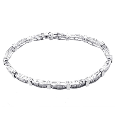 14K White Gold Princess Cut Diamond Bracelet With 7.50CT