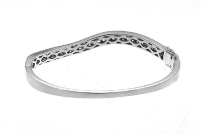 14K White Gold Elegant Diamond Bangle With Round Cut Diamonds 2.00CT