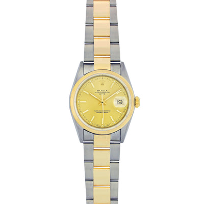 Rolex Date 36MM Stainless Steel & Yellow Gold 15003